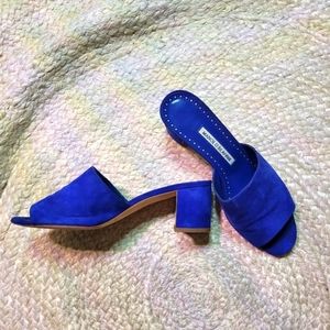 Manolo Blahnik Rapallato Suede Mules